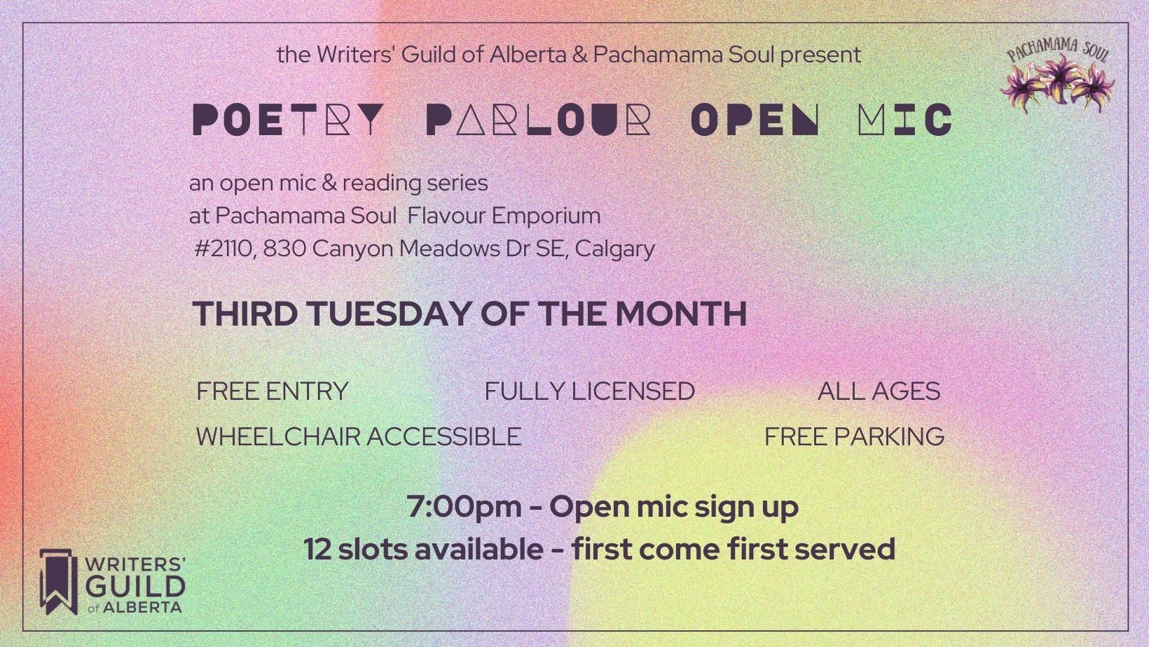 March 21 – Calgary Poetry Parlour
